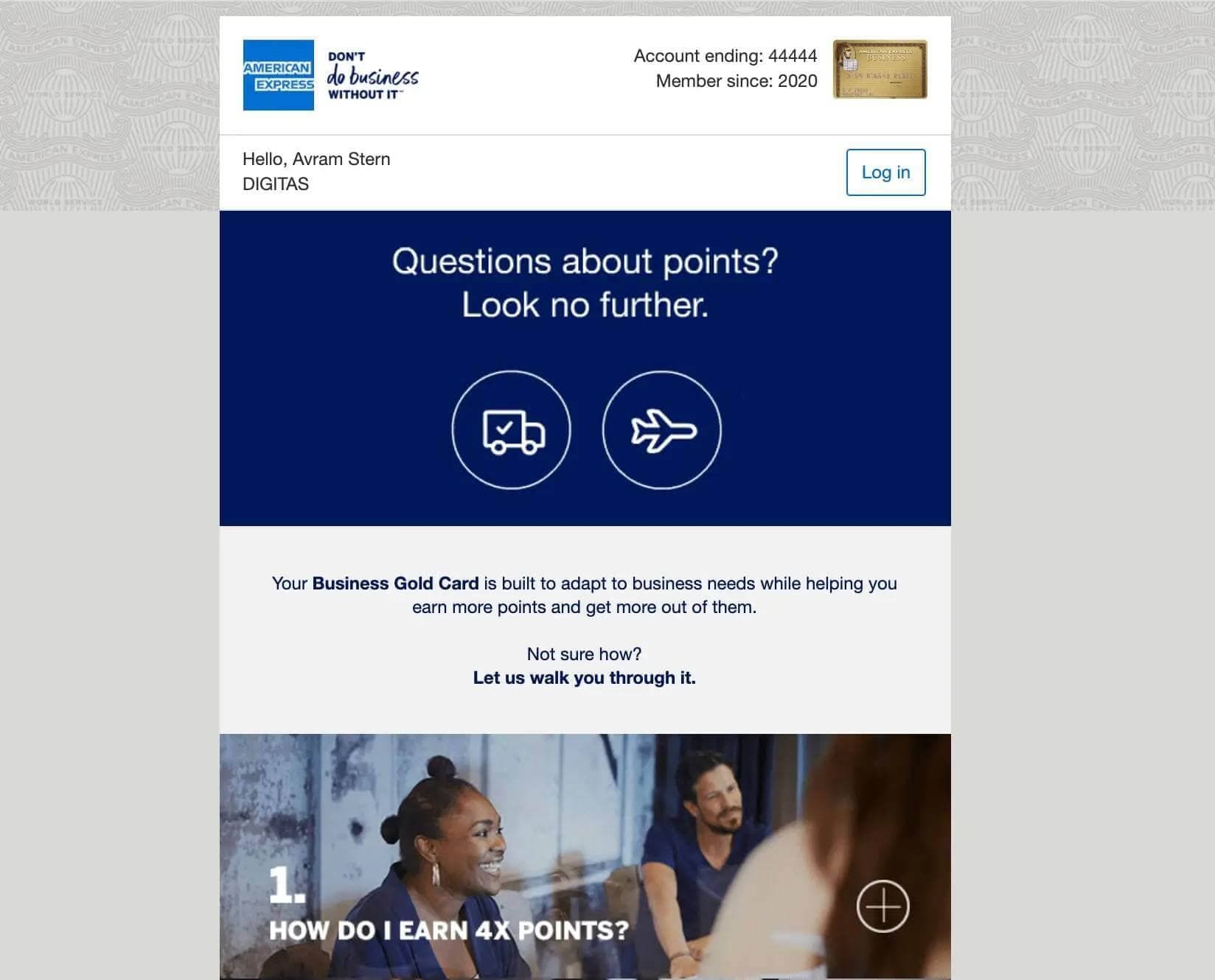 Amex landing page preview